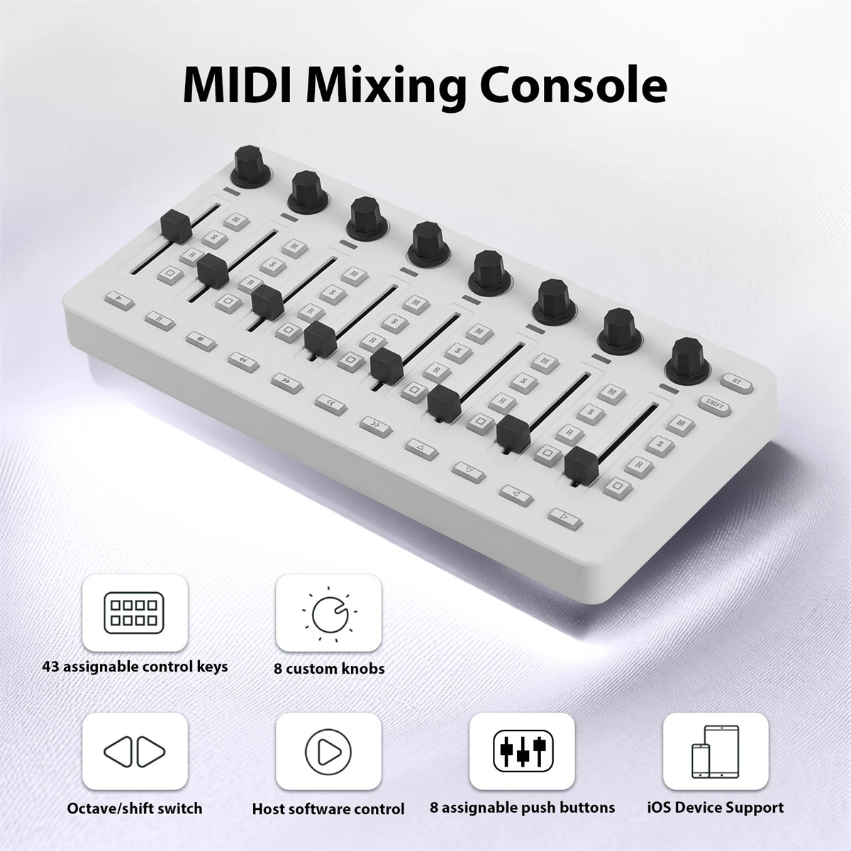 M-VAVE Smc-Mixer Draadloze Midi-Controller Mengpaneel Bt-Verbinding Batterij Type-C Voeding Usb Voor Windows/Mac/Ios/Android