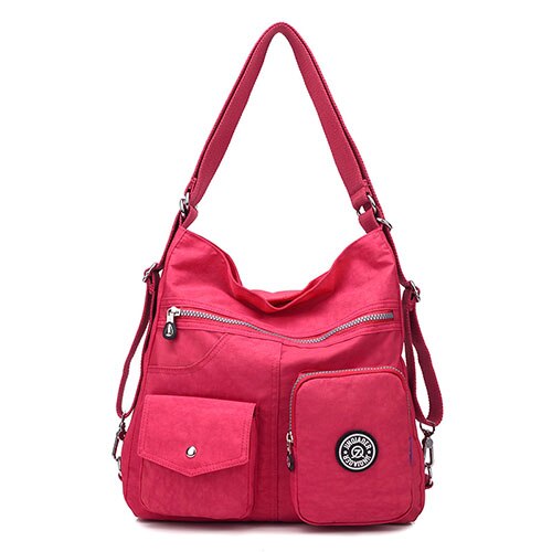 femmes sac Double sac à bandoulière sacs à main de créateur de en Nylon femme sac à main bolsas sac a main: Rose chaud