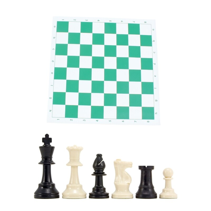 Chess Triple Weighted Pieces and Mousepad Board Chess Set: Green