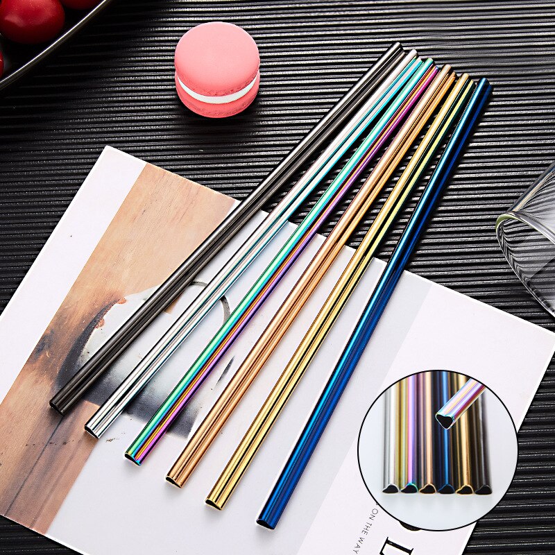 1PC Drinking Straw Reusable Metal Straw Set Heart-shaped Bubble Tea Straws 304 Stainless Steel Pearl Milkshake Straw Set