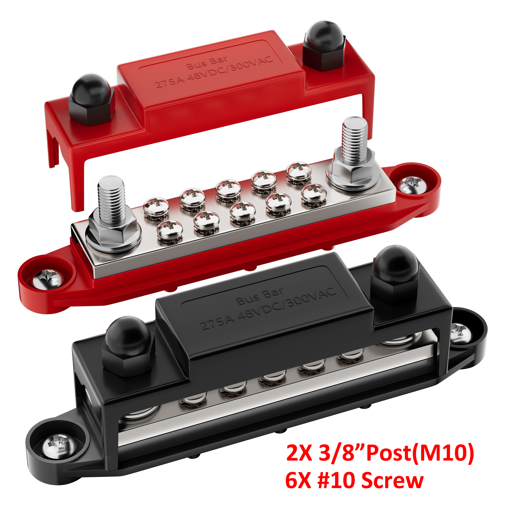 DaierTek-Bus Bar, Distribuição de Energia Bloco, Car Audio Barramento, positivo Bateria Terminal Stud, 275A, 12V, 6x5 16 "(M8): Cinza escuro