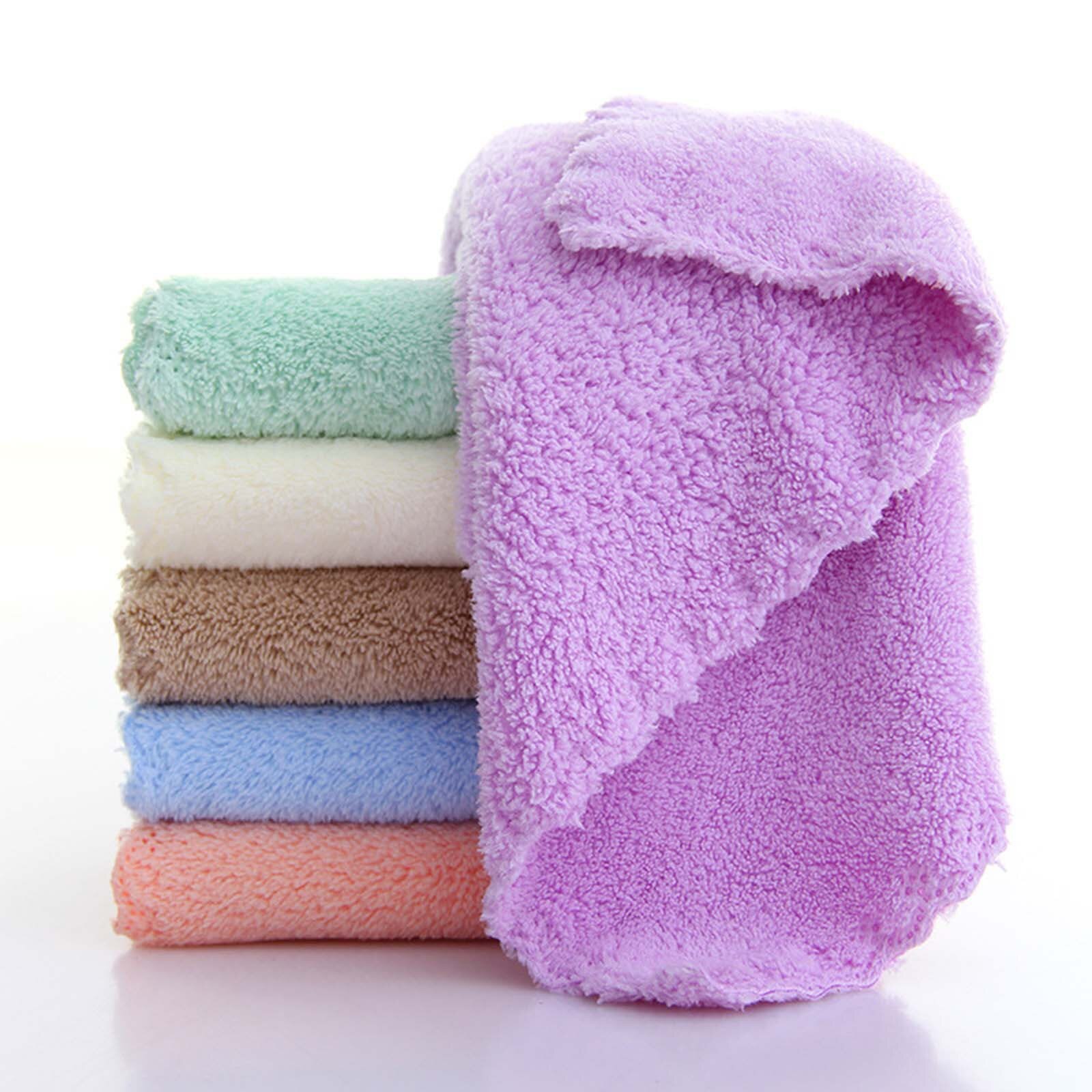 1Pcs 30*30Cm Coral Fleece Vierkante Zakdoek Handdoeken Zachte Absorberende Kinderen Handdoek Gerecht Effen Kleur Gemak handdoeken