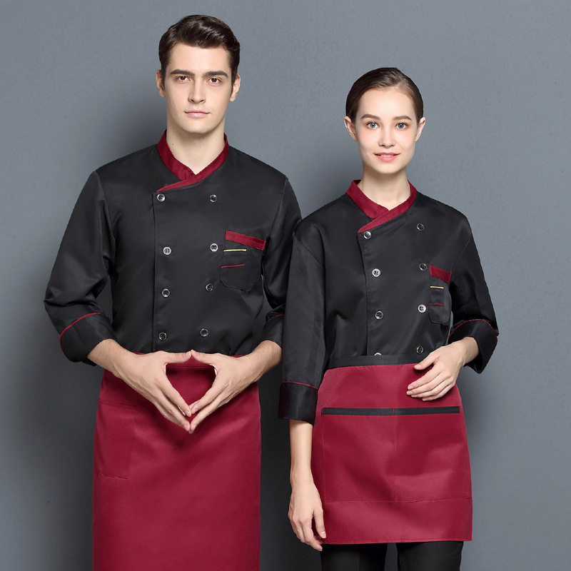 Chaqueta de Chef de manga larga para hombre y mujer, peto transpirable para personal de cocina, café, cocinero, tienda de café, ropa de trabajo, Unisex