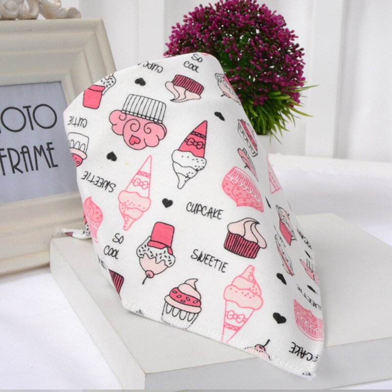 Leuke Baby Bandana Slabbetjes Cartoon Animal Print 100% Katoen Pasgeboren Baby Meisjes Jongens Peuter Driehoek Sjaal: Ice cream