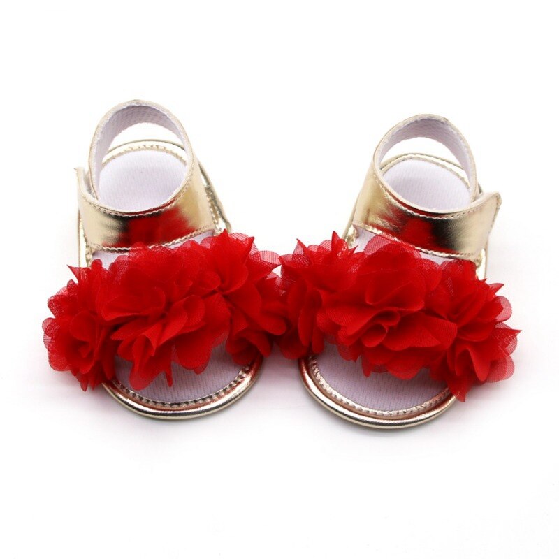 Meisjes Zijde Bloem Goud PU Schoenen Ademende Anti-Slip Schoenen Zachte Zolen Schoenen: RED / 11