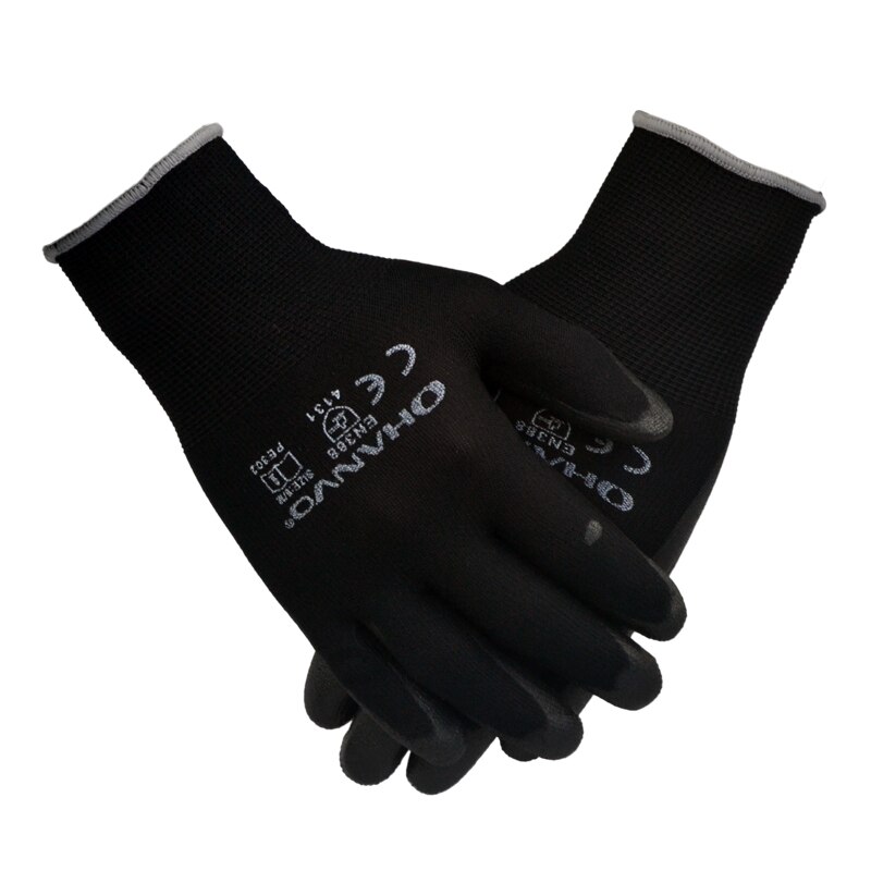 10 Pairs PU Nitrile Safety Coating Nylon Cotton Work Gloves Palm Coated Gloves Mechanic Working Gloves have CE EN388: PE302-10PAIRS / XL