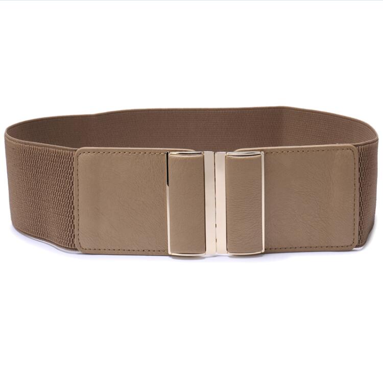 Frauen 3 "Breiten Gürtel Elastische strecken schnallen Bund Dame Cummerband Plus Größe Mädchen Bund Taille Dichtung Breiten Gürtel Frauen: 3-Zoll-khaki / 85cm(88cm zu 150cm)