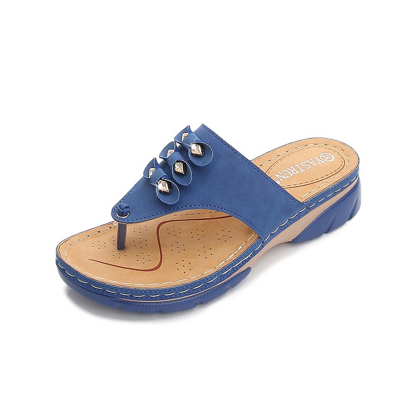 Sandales de plage à semelle compensée pour femmes, chaussures de Style à la , grande taille: royal blue / 37