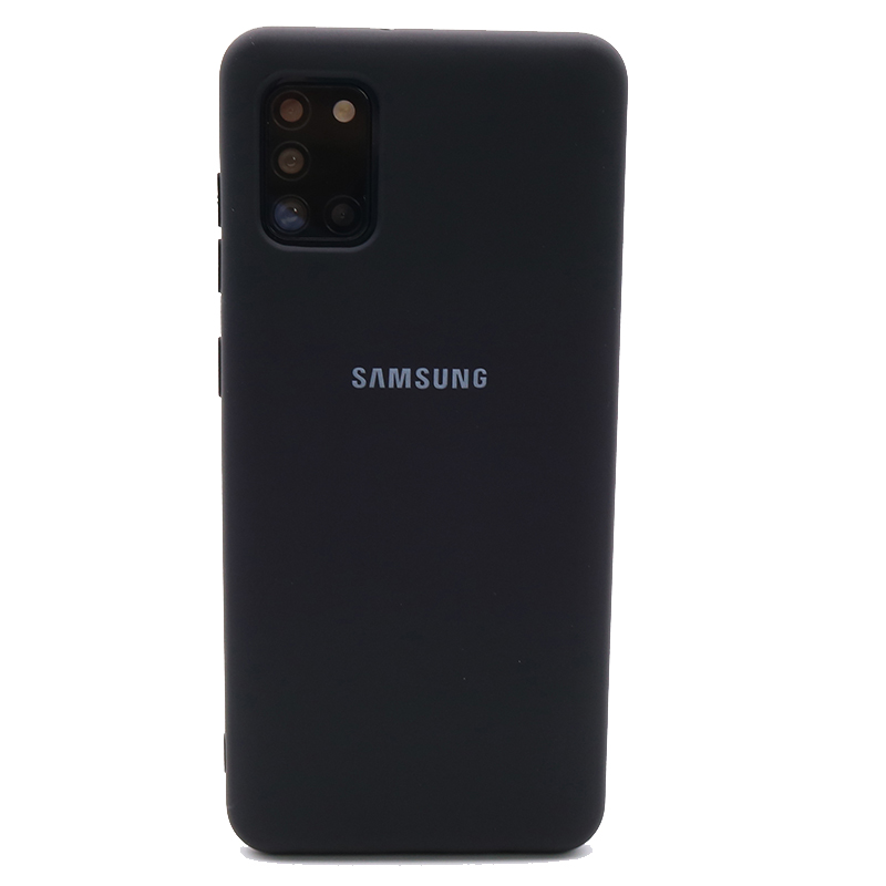 Samsung Galaxy A31 Flüssigkeit Silikon Fall Weichen Seidige Shell Abdeckung Galaxy A 31 Soft-Touch Zurück Schutzhülle: Black