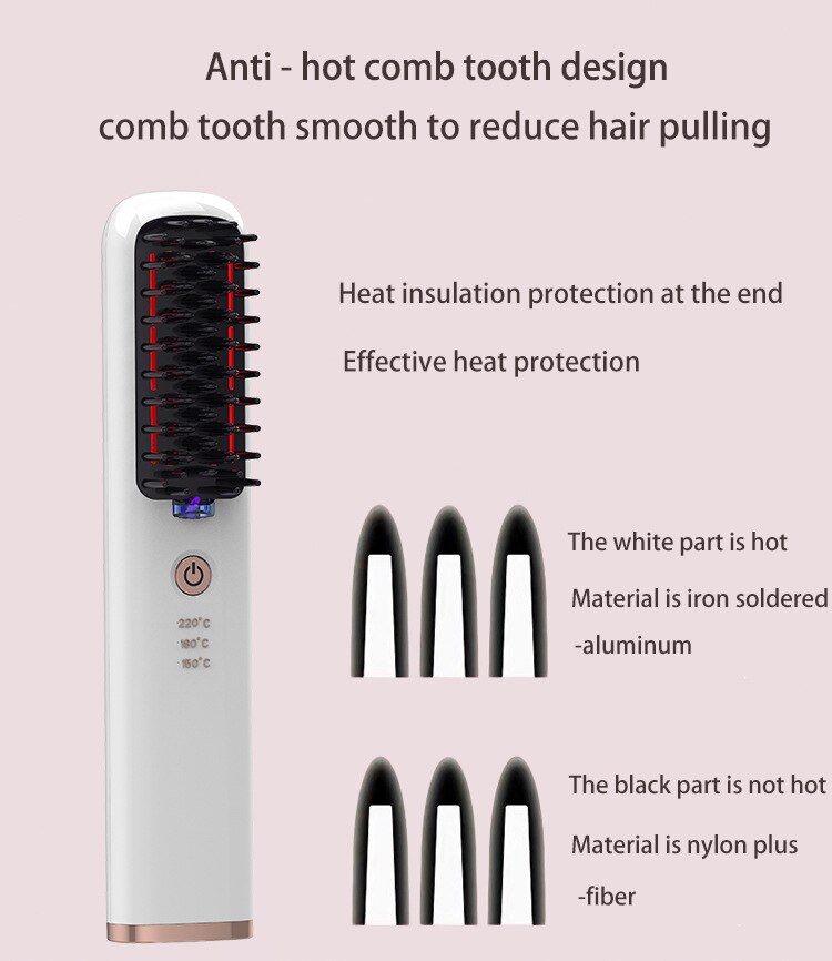 Alisador de pelo de iones negativos, peine de anión rojo ligero, calefacción rápida, cepillo de cabello para salón de belleza, peluquería