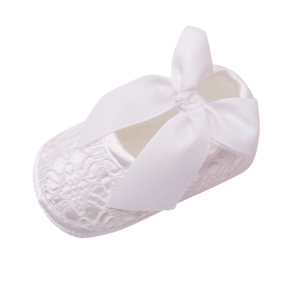 Lace print Footwear for Newborns Infant baby shoes Girls Soft Shoes Soled First Walker Non-slip Bowknot Footwear Crib Shoes: White / 11