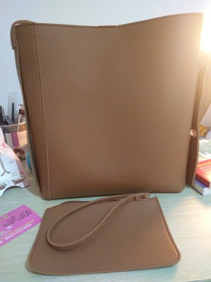 Bucket bag, eenvoudig, groot, pu-leer, een schoudertas voor dames, dames, samengestelde tas, casual bruin/zwart q-djuy 1