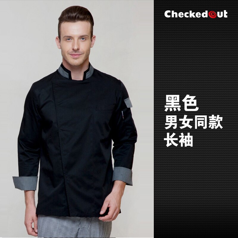 Food Service Long Sleeve Restaurant uniform Chef Clothes unisex cook uniform: black / S
