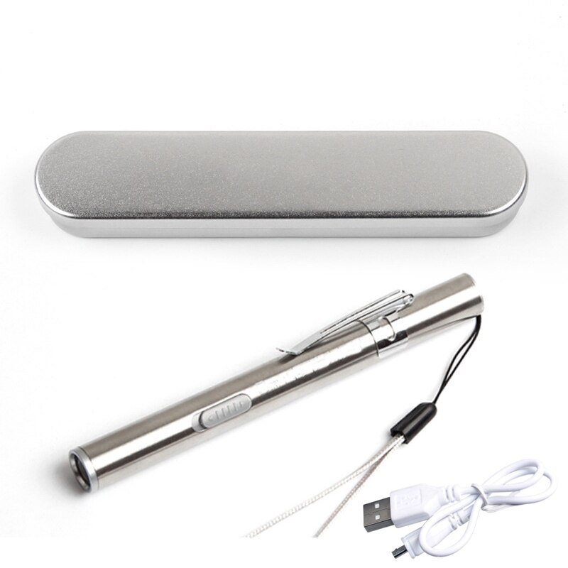 1 pcs Mini LED Pen Medische Zaklamp rvs usb Oplaadbare zaklamp levert