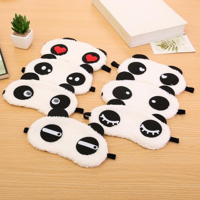 1pc Cute sleep mask Sleeping Face Eye Mask lovely Panda heart pattern Blindfold for Traveling Sleep Eye Aid tools