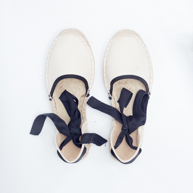 Alpargata de lona MVVJKE para mujer, zapatos planos con correa en el tobillo, parte inferior de cáñamo, zapatos de pescador para Primavera/otoño , mocasines para mujer