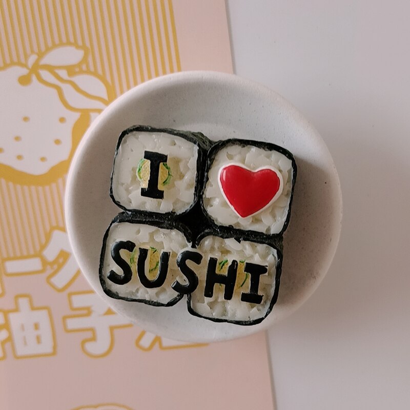 Resin Cute Cartoon Food Fridge Magnetic Sticker French Fries Ice Cream Egg Tart Refrigerator Magnet Photo Wall Paste Home Decora: sushi
