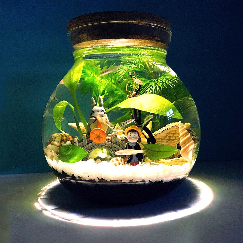 Botella ecológica portátil para acuario, Cubo de Micro paisaje, pecera de escritorio para oficina, vidrio ecológico