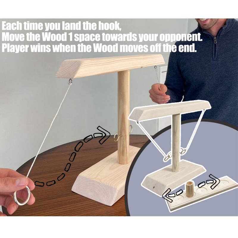 Partij Speelgoed Leisure Industriële Stijl Bar Drink Shop Handgemaakte Houten Ring Toss Haken Snelle Interactief Spel Voor bars Thuis