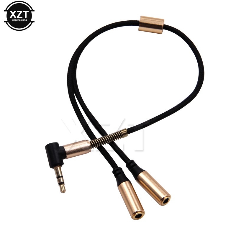3.5Mm Koptelefoon Adapter Dubbele Jack Plug Stereo Hoofdtelefoon Splitter Voor Pc/MP3 Smartphone Player Audio Verlengkabels: Black