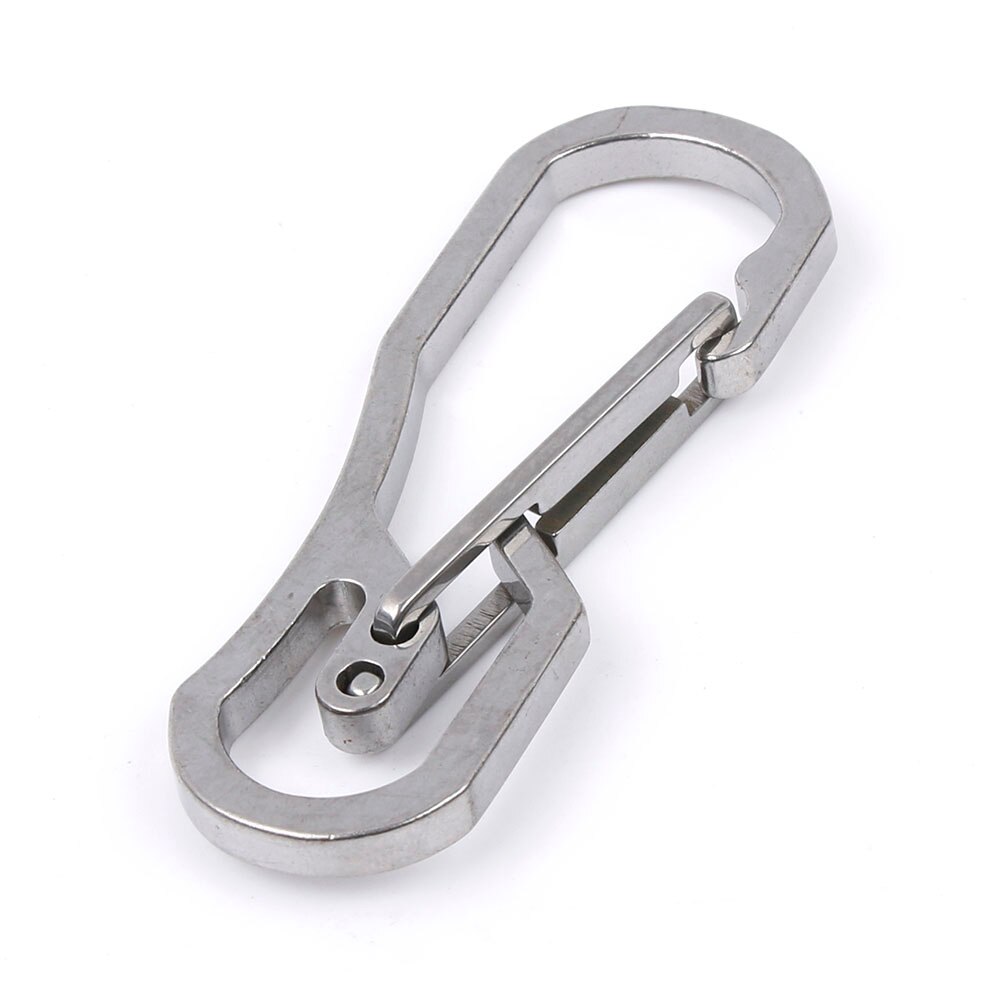 Duurzame Metalen Sleutelhanger mannen Roestvrij Staal Sleutelhanger Gesp Karabijnhaak Clip Split Ring Sleutelhanger sliver zwarte kleur: Zilver