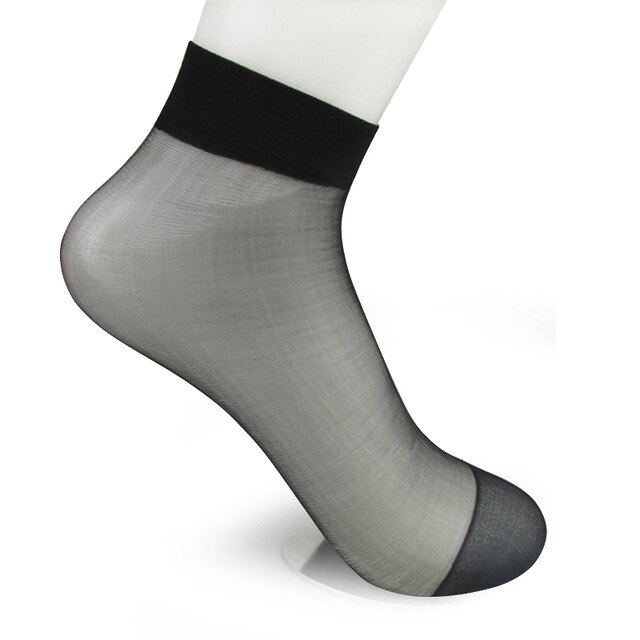 10 paar kurze sommersocken für damen, dünn, kristallklar #39 einfarbig, knöchelhoch, seidenweich, rutschfest, geeignet: Schwarz