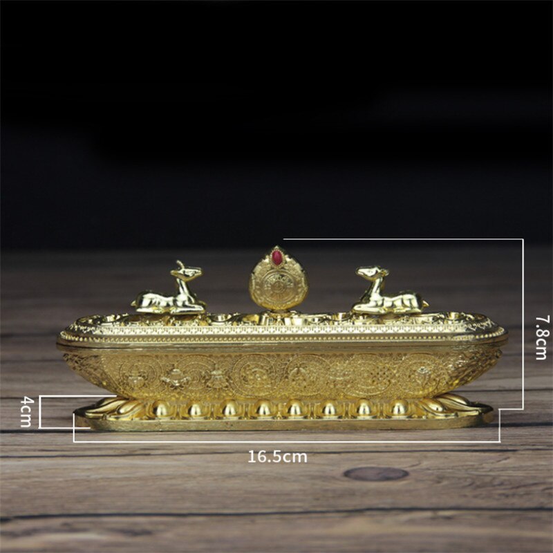 Copper Tibet Incense Burner Antique Handmade Incense Stick Holder Zen Buddhist Teahouse Home Office Decoration Crafts Ornaments: S Gold
