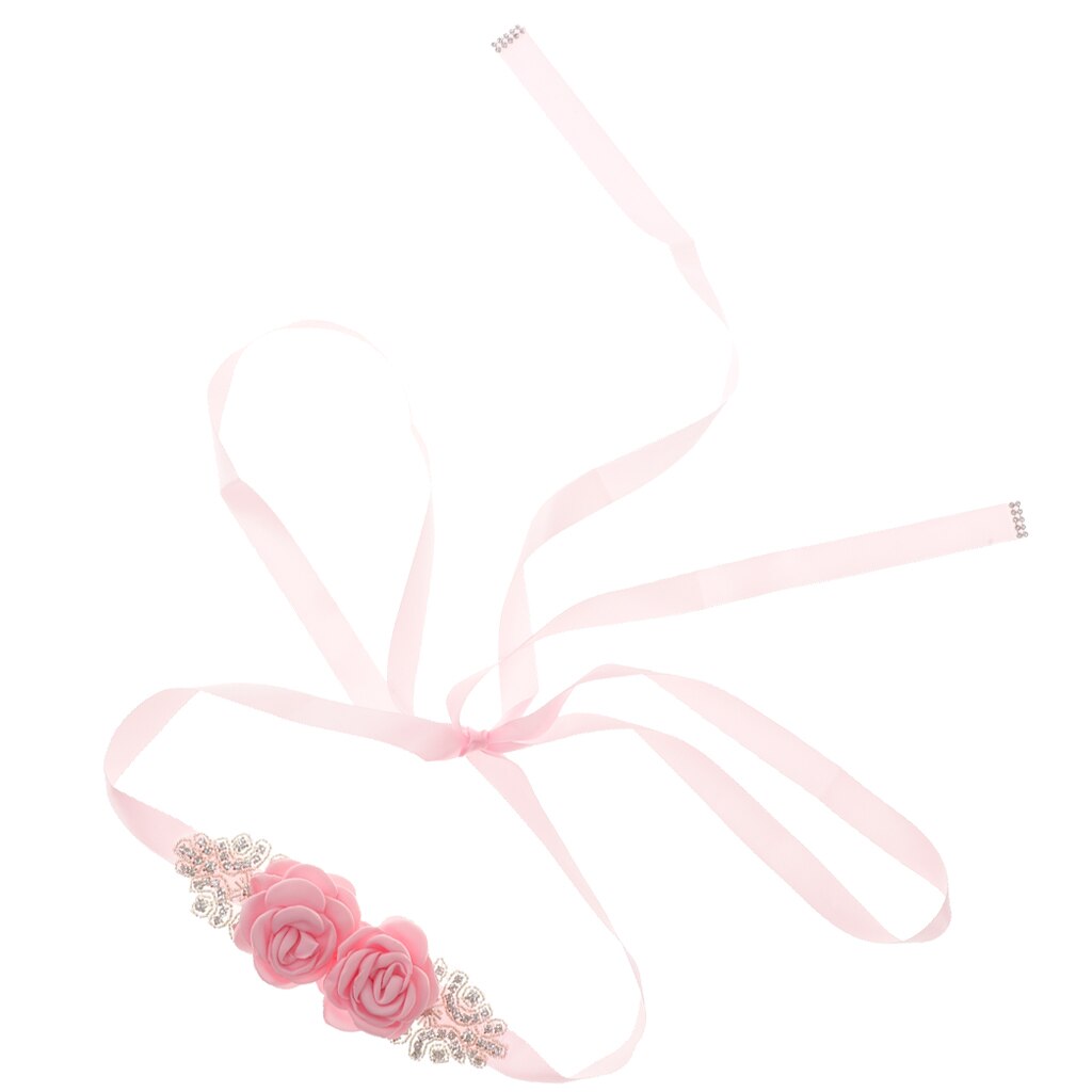 Crystal Applique Flower Wedding Bridal Belt Sash Evening Dress Costume
