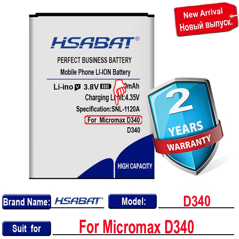 100% Original HSABAT Battery For Micromax Q4202 D340 Q415 Q346 Q334 BQ Strike BQS 5020 BQS-5020 BQS-5020 BQS-5065 BQS 5065: for Micromax D340