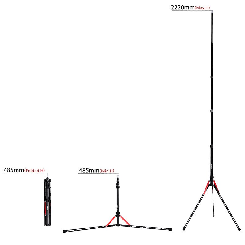 Fosoto FT-190B Rood Led Licht Statief Stand Tas 2.22m Softbox Voor Fotostudio Fotografische Verlichting Flash Paraplu Reflector
