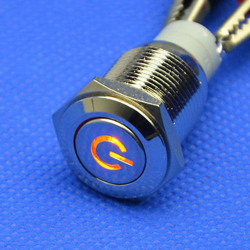 19mm DC 12V Push Power Button Angel Eye Led Metal Switch Latching 5A Push ON OR Off F/ Auto CAR Lock