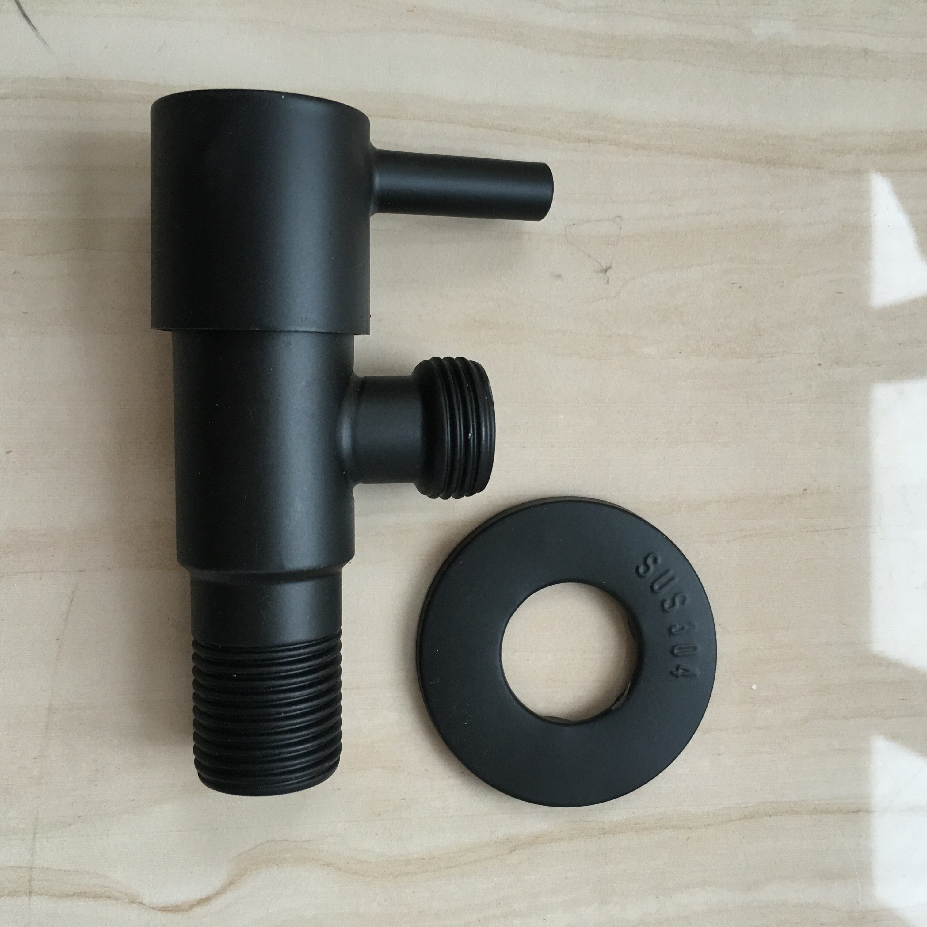 Een In Een Out Black 304 Rvs Hoekstopkraan G1/2 "Boiler Wc Inlaat Water Stop valve Kraan Inlaat Waterklep: Default Title