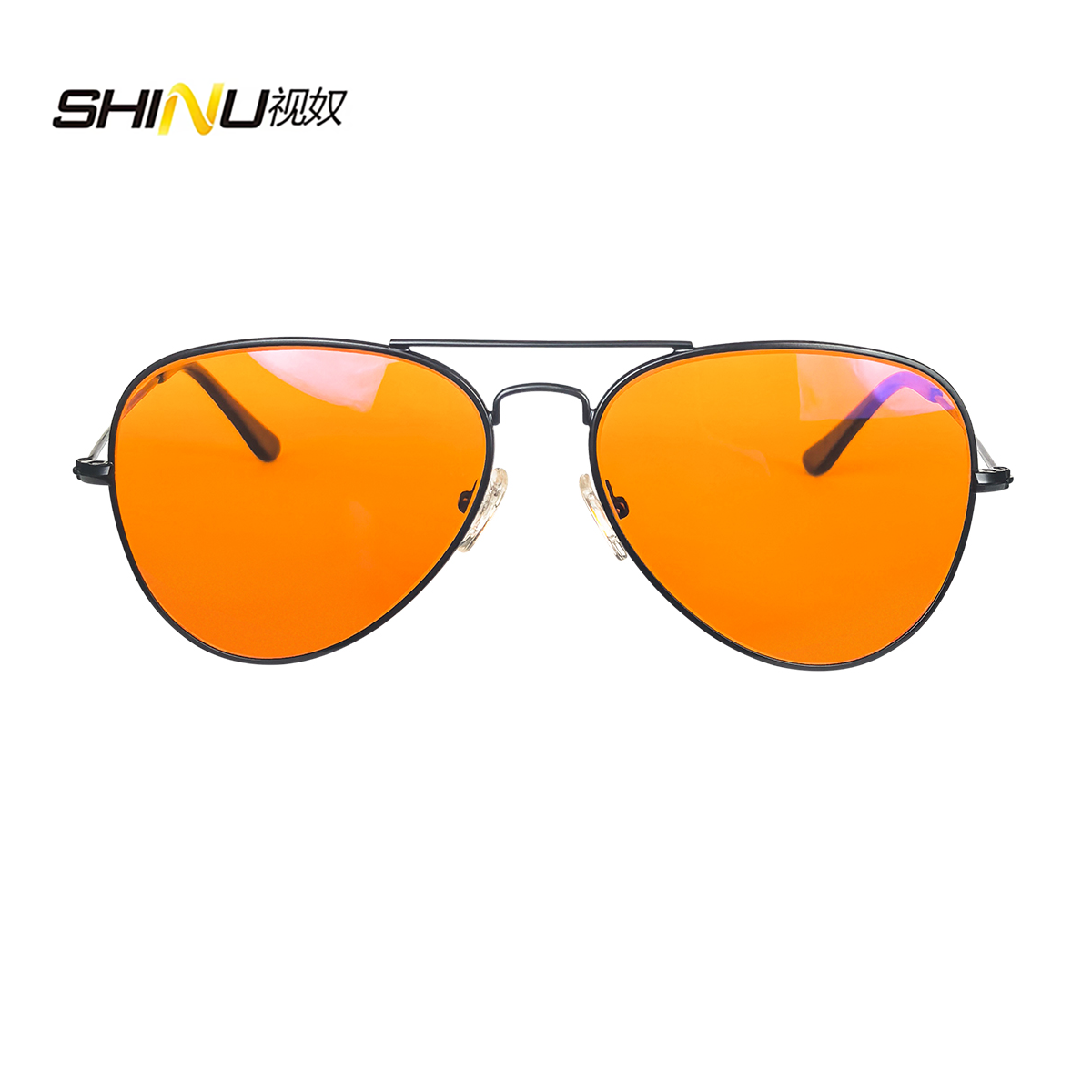 Shinu óculos anti-luz azul masculino, lentes laranja, filtro de luz azul, melhor descanso para dormir, armação de metal