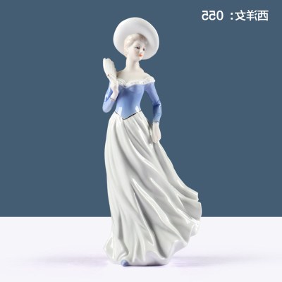 Decoración moderna para el hogar, artesanía de cerámica, figura de chica bonita, estatua, adornos europeos, vitrina de exhibición,: Gris oscuro