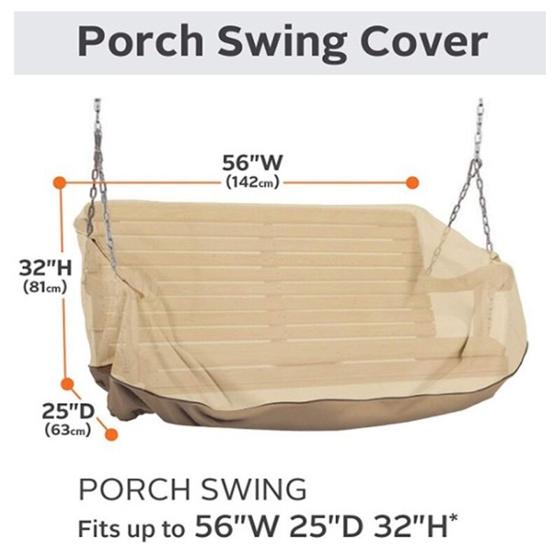 Porch Swing Cover Waterproof, Outdoor Swing Covers for Hanging Swing 56inchX32inchX25inch,Beige&Coffee