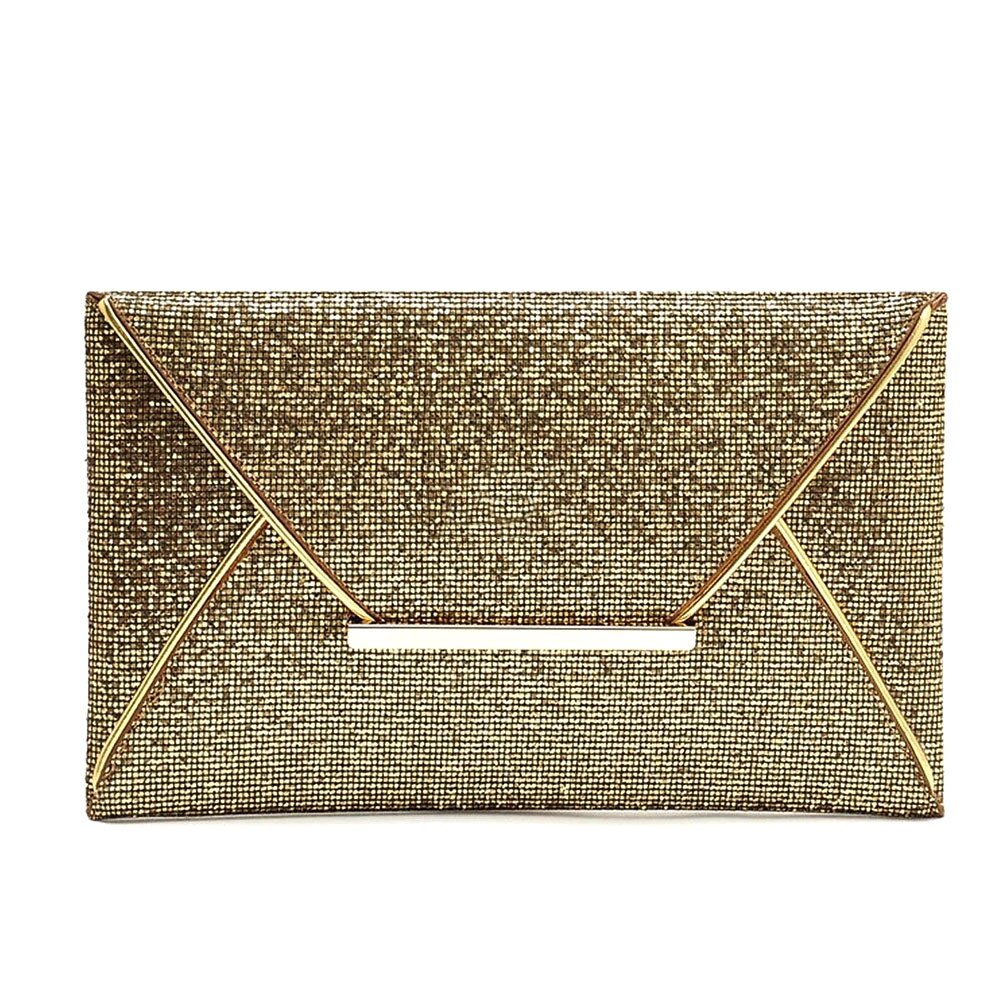 Pochette en cuir à paillettes pour femmes, sac à main de fête délicat de couleur unie, sacs de mariage B88: Gold