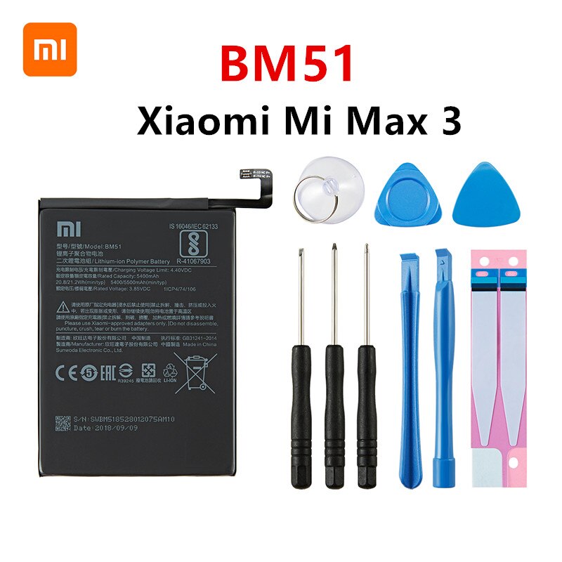 Xiao mi 100% orginal BM49 BM50 BM51 BATTERIE Für Xiaomi Mi Max Max 2 max 3 BM49 BM50 BM51 TELEFON Ersatz batterien + Werkzeuge