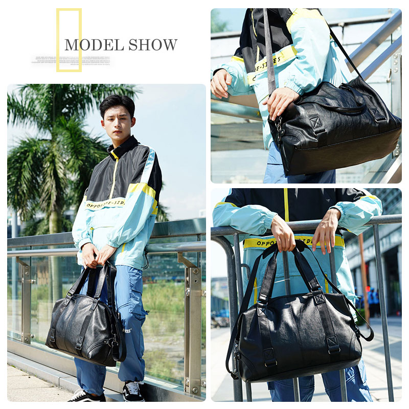 Men Duffle Bag Large Travel Handbag Sport Storage Big Fitness Bags Male Luggage Shoulder Bags Black Leather Business Laptop Pack