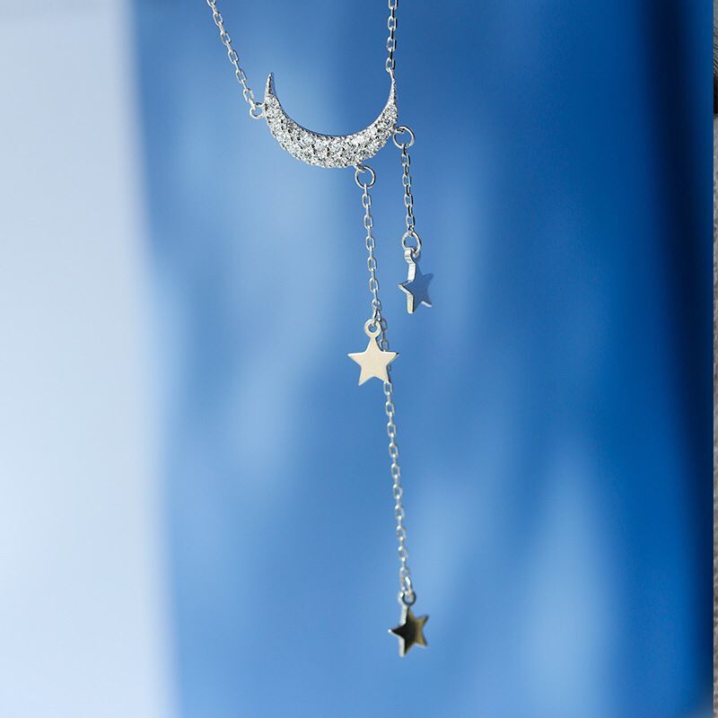 Moon and Stars 925 sterling silver necklaces for girl Christmas jewelry bulk sell christmas X5731