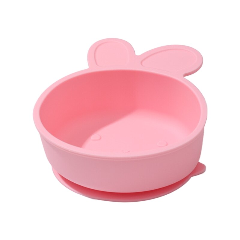 Baby Silicone Fish Tortoise Rabbite Shape Divided Suction Silicone Plate Bowl Suction Tray Antislip Kids Food Feeding Bowl: 45-Pink