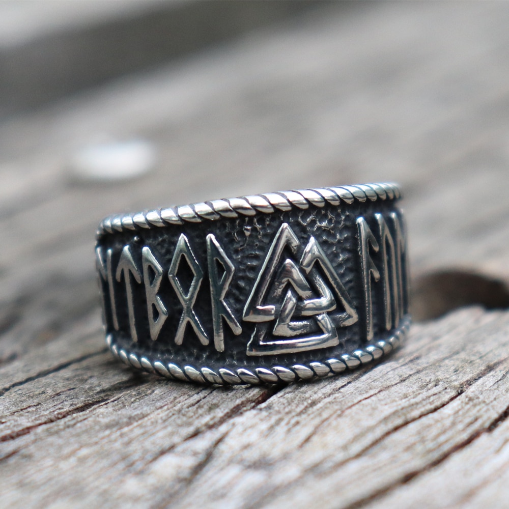 Vintage viking odin runer ring mens 316l rustfritt stål ring norrøne amulett smykker