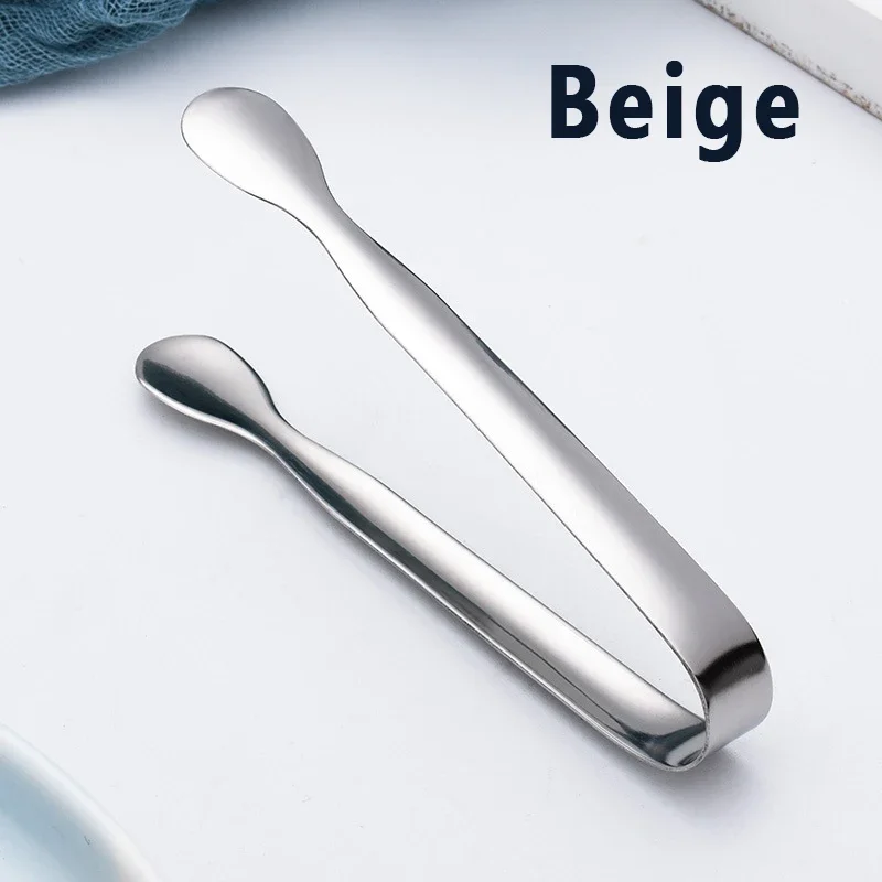 Pinza de hielo de acero inoxidable para pan, comida, Clip para barbacoa, abrazadera para hielo, barra de herramientas, accesorios de cocina, 10,8 cm: Plata