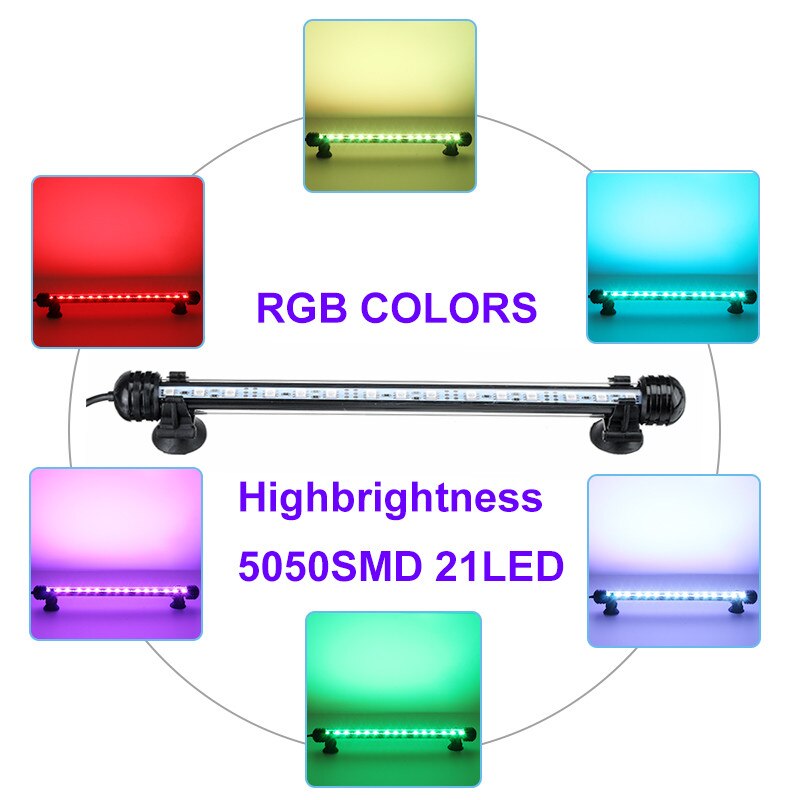 18cm 28cm 38cm 48cm Aquarium Fish Tank RGB LED Light LampBar Waterproof Light Lamp bluetooth APP Control Submersible Decor Lamp