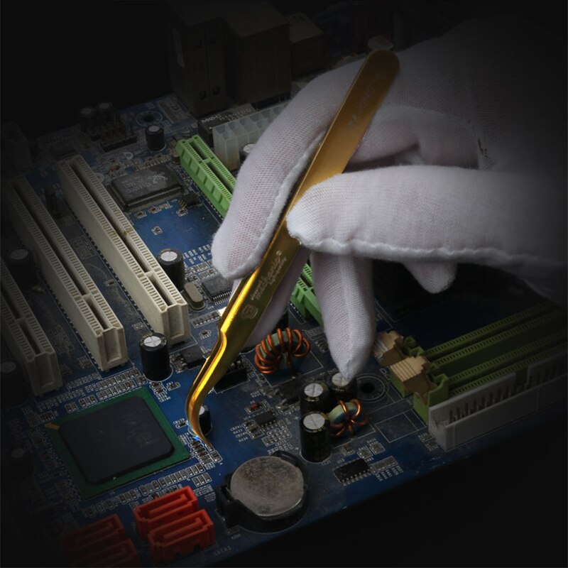 Pinça eletrônica de aço inoxidável, mecânica, reta, curvada, precisão, pinças, fórceps, reparo de telefone, ferramentas manuais