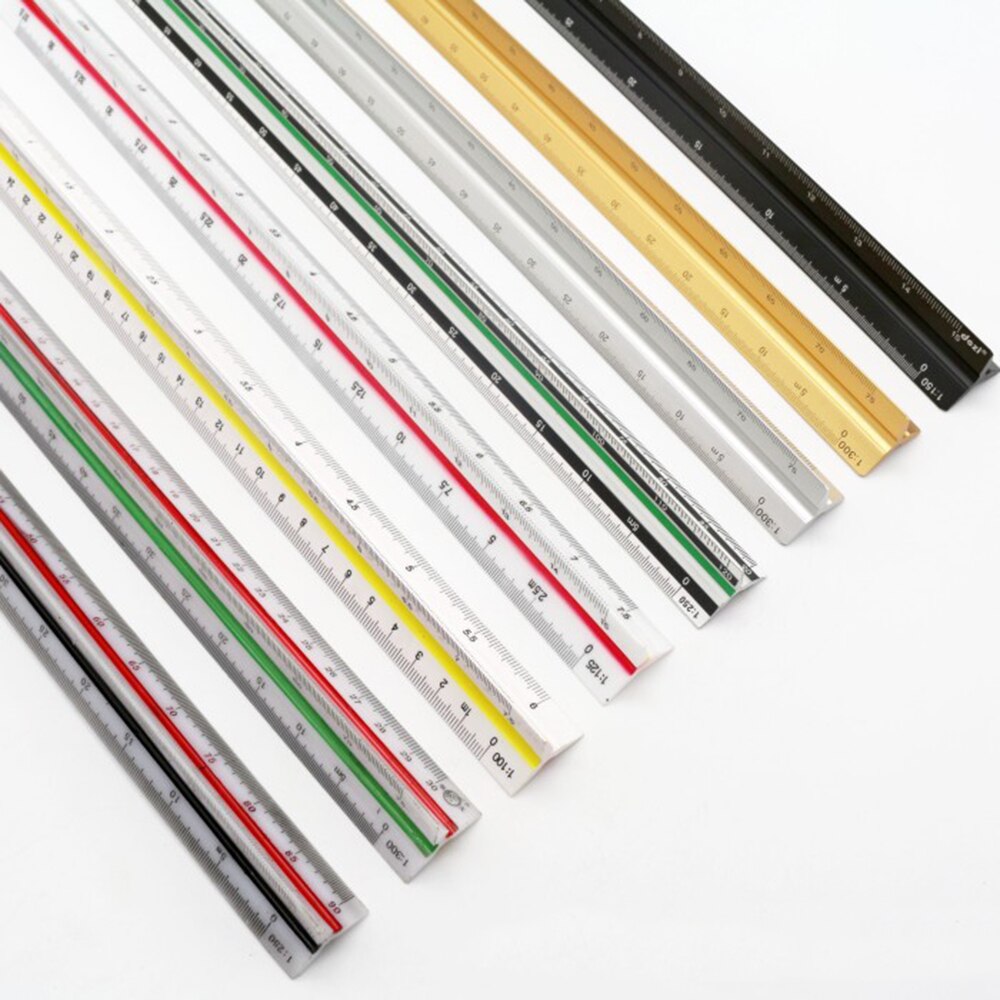 Aluminum triangular ruler aluminum 300mm scale for architects engineers school home and office