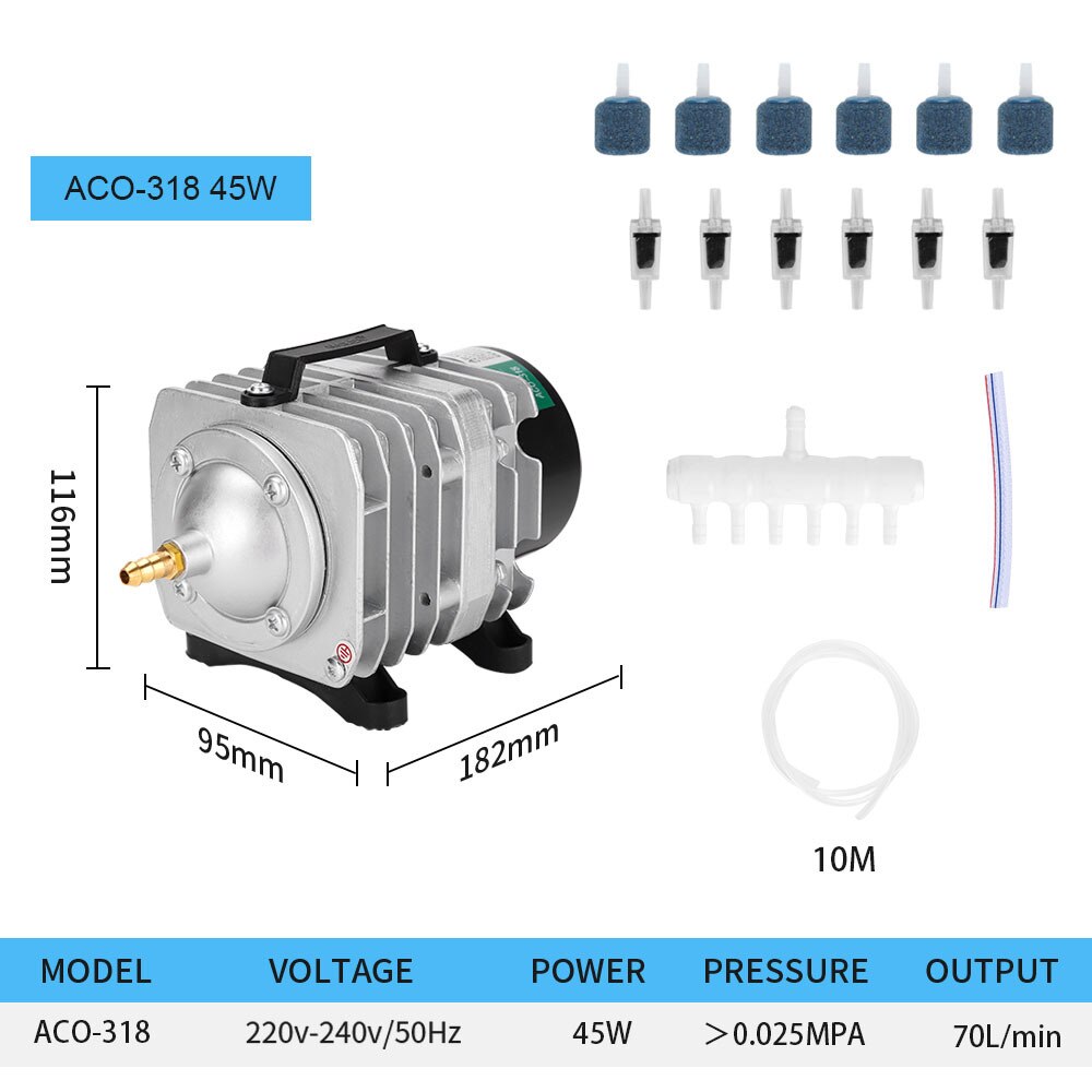 Aquarium Kompressor Air 220V High Power E-magnetische Luftpumpe Fischteich Sauerstoff Pumpe für Teich Air Belüfter pumpe ACO-208/308/318 240V