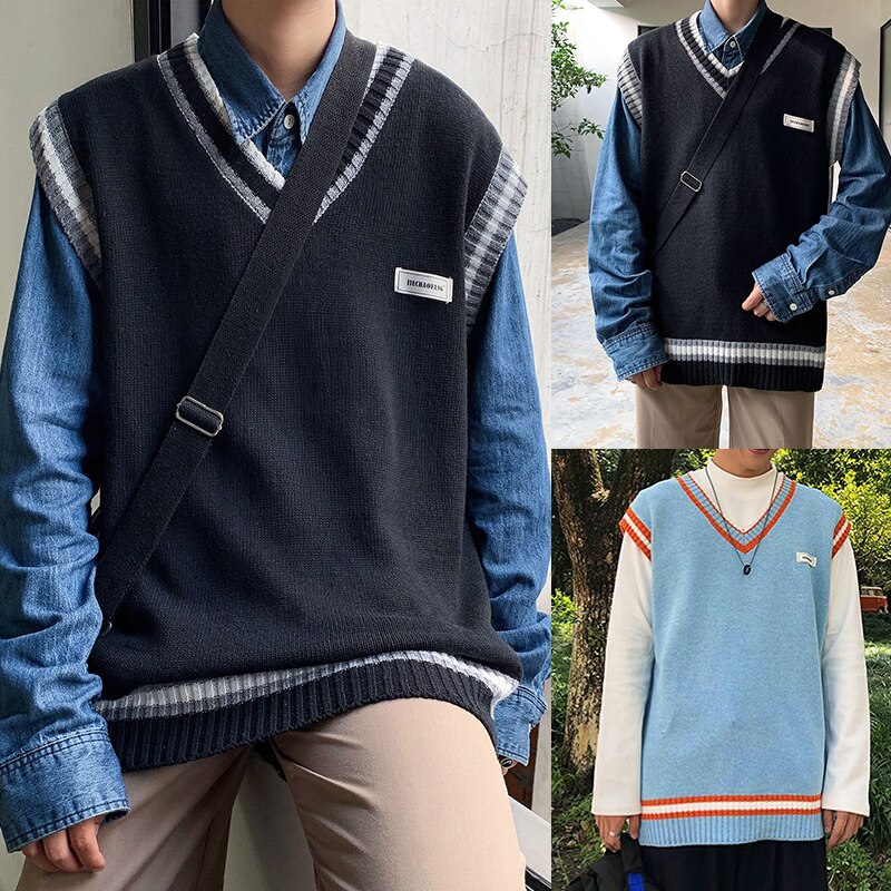 School Uniform Sweater For Women And Men College British Japanese JK V - neck Girls And Boys Vest Cotton Outerwear Knitting Coat