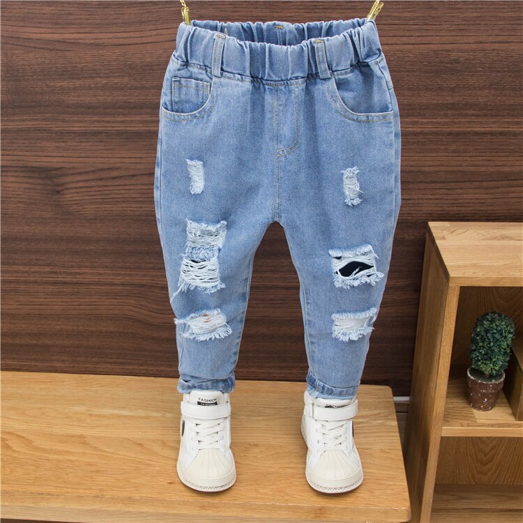 Pantaloni dei bambini Primavera Estate Infantile del foro Dei Pantaloni Dei Ragazzi e Delle Ragazze dei jeans Dei Pantaloni Del Bambino Casual Pantaloni 2-6 Anno