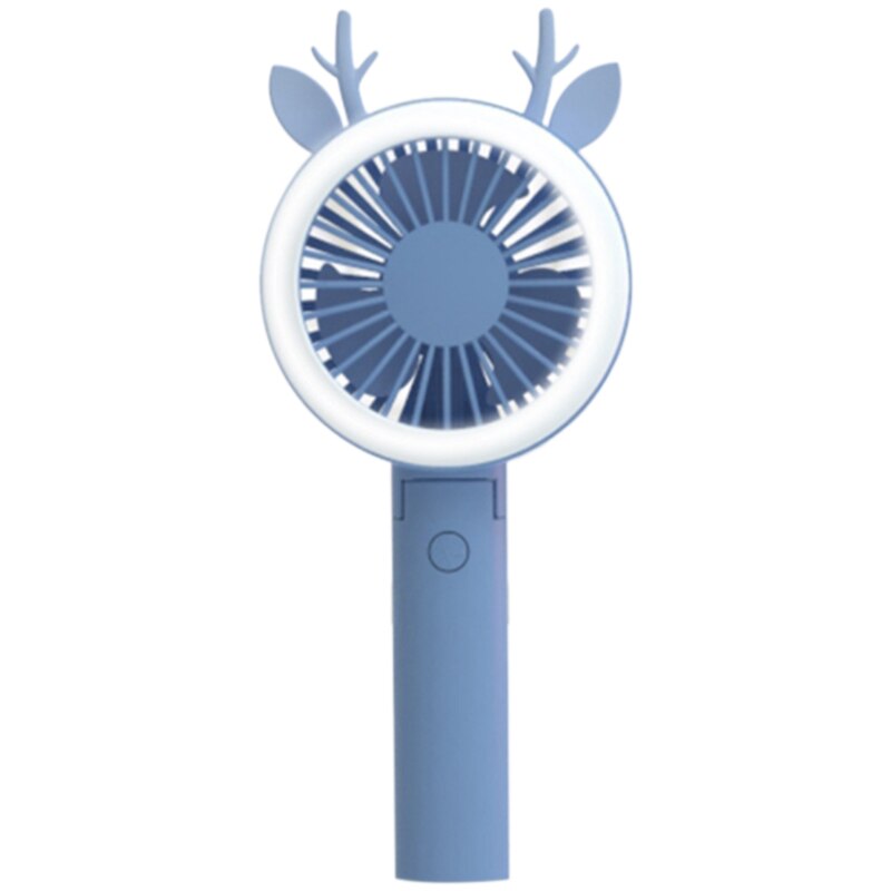 Ventilator Handheld Usb Oplaadbare Fans Led Light Portable Air Cooling Fan Mini Desktop: Blue
