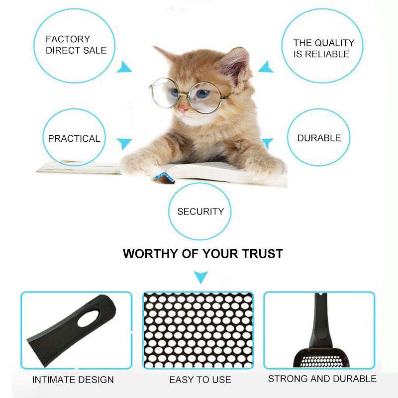 Honden- en kattenbakschep, plastic schep, schoonmaakgereedschap voor huisdieren, universele schep, huisdierbenodigdheden, kattenzand, schoonmaakproducten